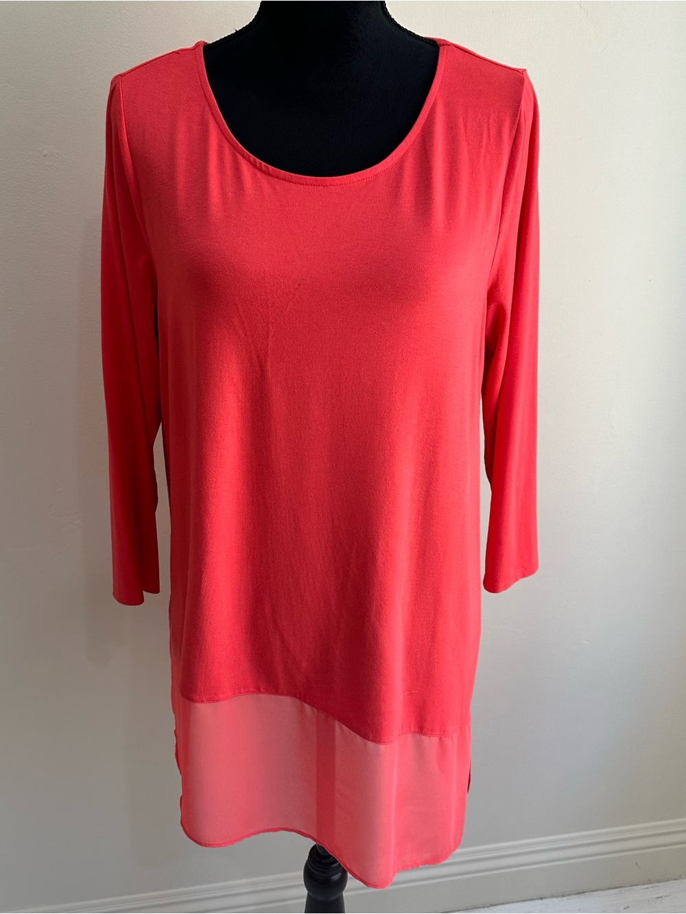 Vince Camuto Orange Long Sleeve Chiffon-Uneven Hem women’s Sz Large
